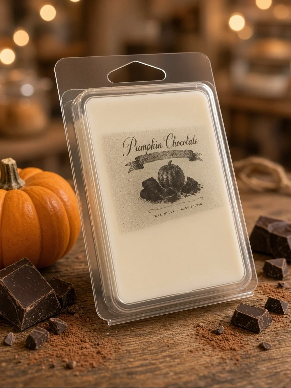 Pumpkin Chocolate Wax Melts Handmade Soy Clamshell